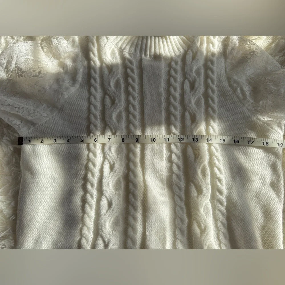 NWOT Cable-Knit Lace-Sleeved Sweater - Picture 7 of 11